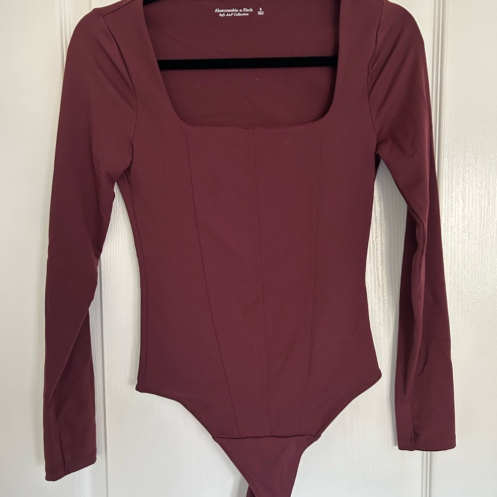 Abercrombie Square Neck Burgundy Bodysuit